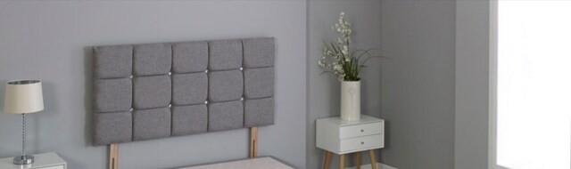 "Grey Linen Cube Headboard Grey 3FT Single 26""inch Headboard"