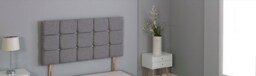 "Grey Linen Cube Headboard Grey 3FT Single 26""inch Headboard"