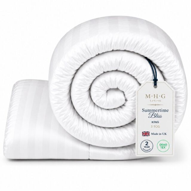 MHG Living 3 Tog Summer Duvet – Lightweight Cooling Hollowfibre Quilt for Hot Sleepers White King