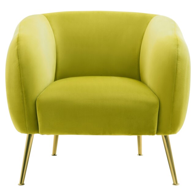 Orsina Olive Velvet Armchair, Foaming Seat With Gold Metal Legs For Comfortable Seating, Living Room Accent Chair