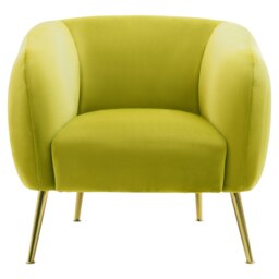 Orsina Olive Velvet Armchair, Foaming Seat With Gold Metal Legs For Comfortable Seating, Living Room Accent Chair