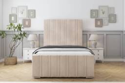 "Sloomy Radcliffe Sand Naples Bed Frame With 50"" Upholstered Headboard 6' Super King"