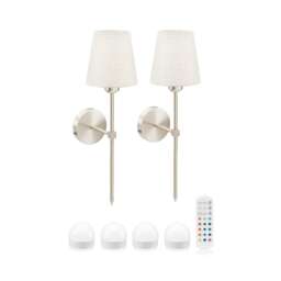 Omniance Monaco Rechargeable Wireless Wall Lights with Remote Clear Satin Nickel