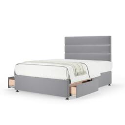 Memory Maestro Memory Foam Silver Plush Velvet 2 Drawer Divan Set And Milan Headboard Double