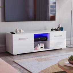 Vida Designs Cosmo 2 Door LED TV Unit Entertainment Stand, 120cm, White White 1