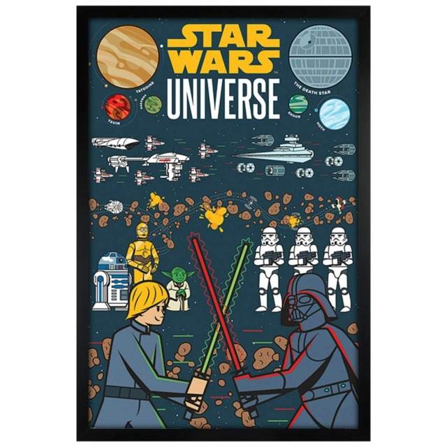 Black Wooden Framed Star Wars (Universe Illustrated) Maxi Poster Multi