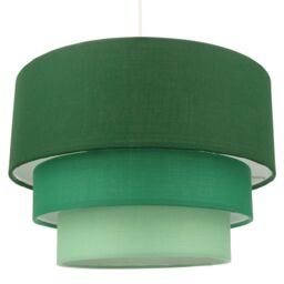 Contemporary Round Triple Tier Forest Green Cotton Fabric Pendant Light Shade Green Green 1