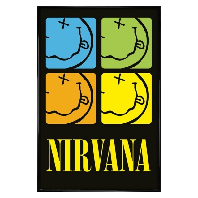 Gloss Black Framed Nirvana (Happy Face Squares) Maxi Poster Multi