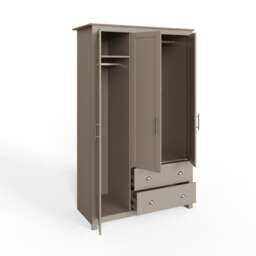 Lancaster 3 Door 2 Drawer Wardrobe Grey Grey