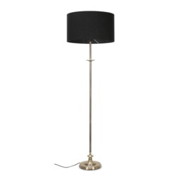 ValueLights Belmont Antique Brass Floor Lamp Black Shade and Bulb