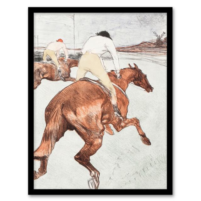 "The Jockey Horse Racing Vintage Framed Wall Art Print Toulouse Lautrec 12x16"""