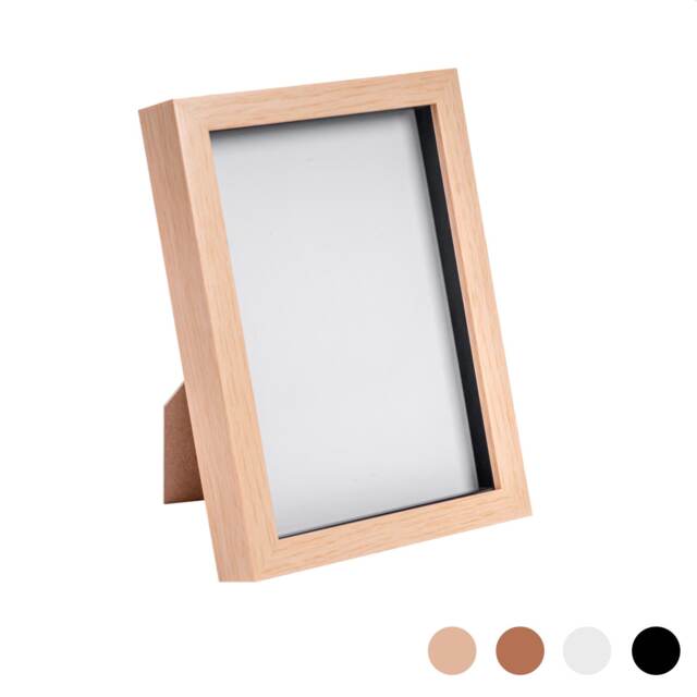 "Nicola Spring A5 (6 x 8"") Photo Frame - Light Wood - 3D Photo Frame Picture Frame Box Portrait Display Case (23.5 x 17cm)"