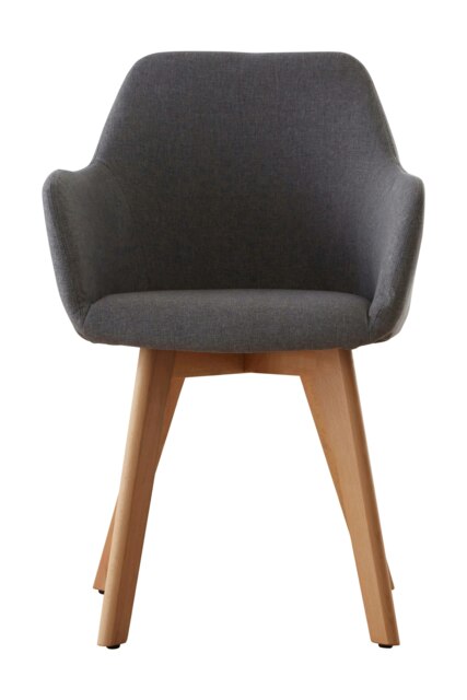 Orsina Grey Fabric Chair With Wood Legs, Backrest Dining Chair, Easy to Clean Accent Office Chair