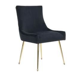 Single Viviana Velvet Dining Chair with Gold Legs and Ring Handle - Modern Upholstered Accent Chair Blue Blue