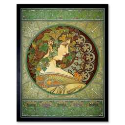 "Alphonse Mucha Laurel 1901 Old Master Painting 12x16"" Framed Wall Art Print"