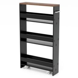 COSTWAY 4 Tier Slim Utility Storage Cart Kitchen Trolley Narrow Mobile Serving Cart