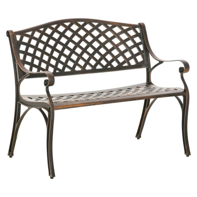 Outsunny Cast Aluminium Outdoor Garden Bench 2 Seater Antique Patio Porch Park Loveseat Chair, Bronze Brown