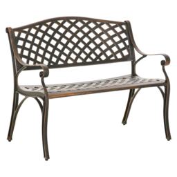 Outsunny Cast Aluminium Outdoor Garden Bench 2 Seater Antique Patio Porch Park Loveseat Chair, Bronze Brown