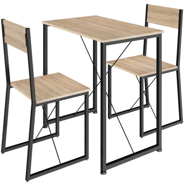 Dining Table and Chairs Margate - 3-piece set Brown industrial wood light, oak Sonoma 1