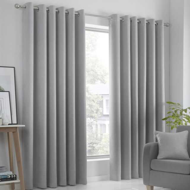 Fusion Strata Eyelet Curtains Silver