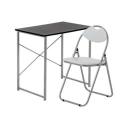 Harbour Housewares Industrial Office Desk & Chair Set - Durable Compact Wooden Computer Bedroom Study Desk & Chair Black Black / White Chair One Size