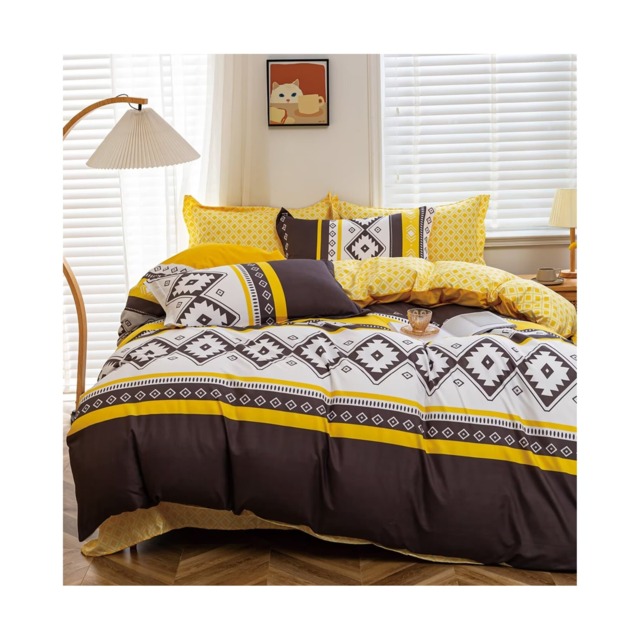 Ezysleep Yellow Ocre Printed Duvet Set Premium Luxuriously Soft Breathable Multi