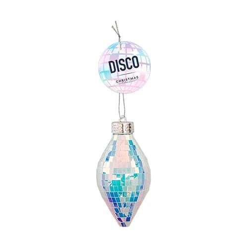 Iridescent Disco Ball Teardrop Bauble Christmas Hanging Decoration 13cm