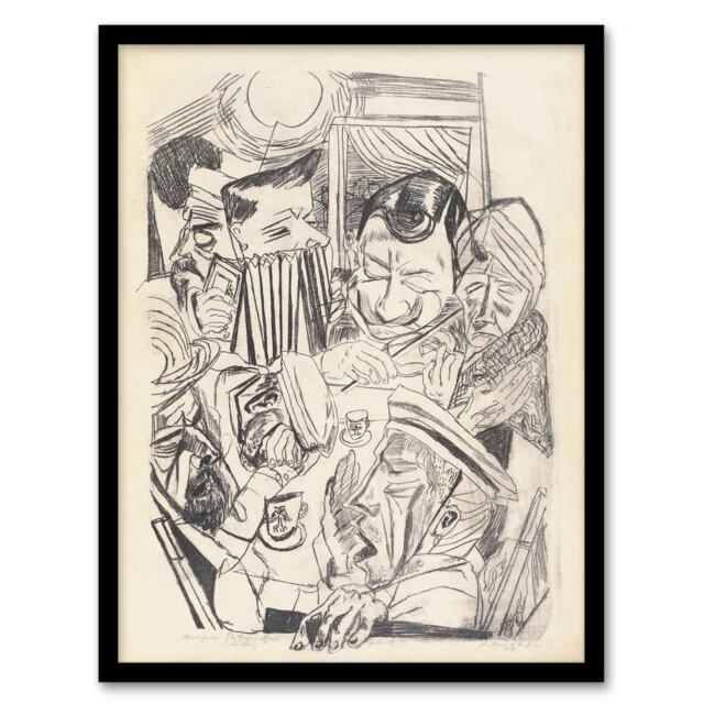 "The Patriotic Song Pencil Drawing Beckmann Framed Wall Art Print 12X16"""