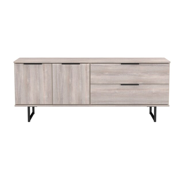 Beijing 2 Drawer 2 Door Wide Sideboard in Grey Oak (Ready Assembled) Grey Grey Oak