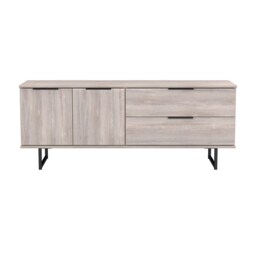 Beijing 2 Drawer 2 Door Wide Sideboard in Grey Oak (Ready Assembled) Grey Grey Oak