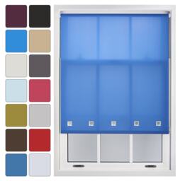 FURNISHED Daylight Roller Blind Made to Measure with Chome Round Eyelets Blue Blue (W) 90cm x (L) 165cm