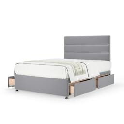 Memory Maestro Memory Foam Silver Plush Velvet 4 Drawer Divan Set And Milan Headboard Double