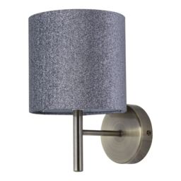 Brea - Antique Brass Wall Light with Silvery Glitter Shade Yellow Grey 1