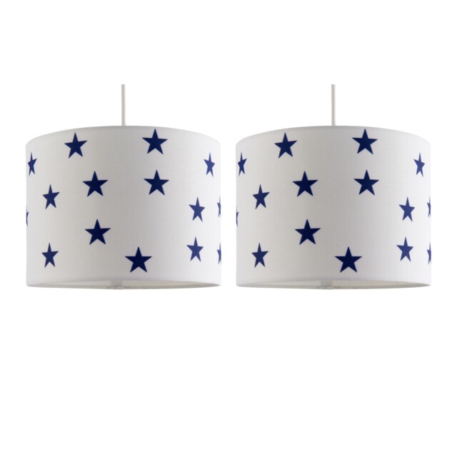 Set of 2 Stars - Navy Blue 25cm Easy Fit Pendant Fabric Shades