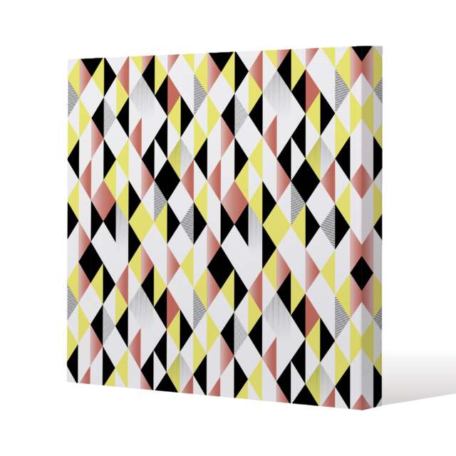 Yellow, Pink & Black Geometric Pattern (Canvas Print) / 46 x 46 x 4cm Multi