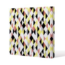 Yellow, Pink & Black Geometric Pattern (Canvas Print) / 46 x 46 x 4cm Multi