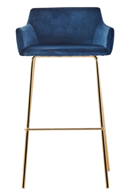 Tamzin Blue Velvet Low Back Bar Chair Gold