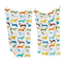 Rapport Sausage Dog Towel - White - 120cm x 70cm White
