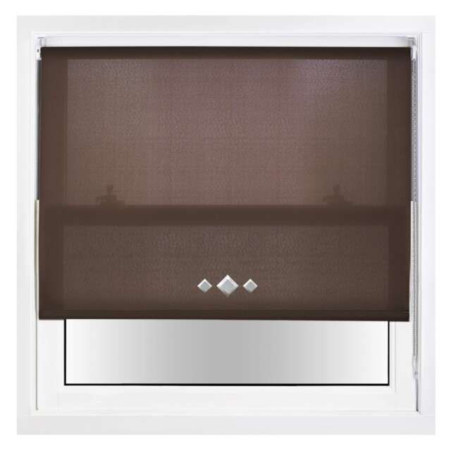 FURNISHED Daylight Trimmable Roller Blinds with Triple Diamond Eyelets and Metal Fittings Brown Mocha (W) 165cm x (L) 165cm