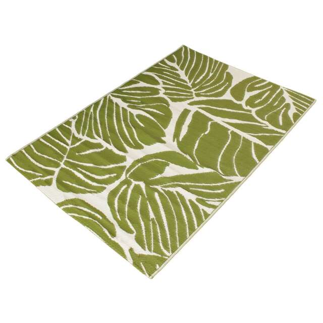OHS Outdoor Waterproof Tropical Garden Patio Anti-Slip Rug, 120x170cm - Green/White