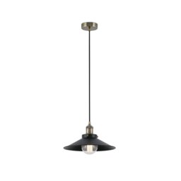 Marlin 1 Light Dome Ceiling Pendant Black, Gold with Black Shade, E27