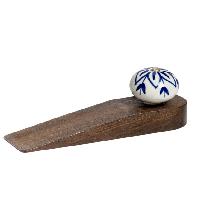 Nicola Spring Wooden Door Stop - Navy Flower
