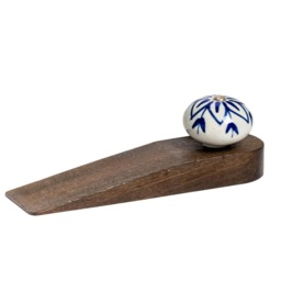 Nicola Spring Wooden Door Stop - Navy Flower
