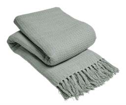 Lisbon Pure Cotton Honeycomb Throw in Silver, 127 x 152cm