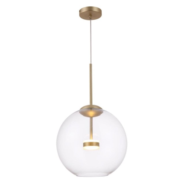 Modern Cometa Integrated LED Matt Gold Pendant Ceiling Light Glass Shade