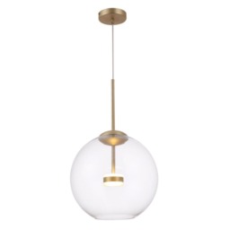 Modern Cometa Integrated LED Matt Gold Pendant Ceiling Light Glass Shade