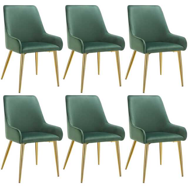 Dining Chair Avane - velvet look, padded armchair, high backrest and armrests Green green 6