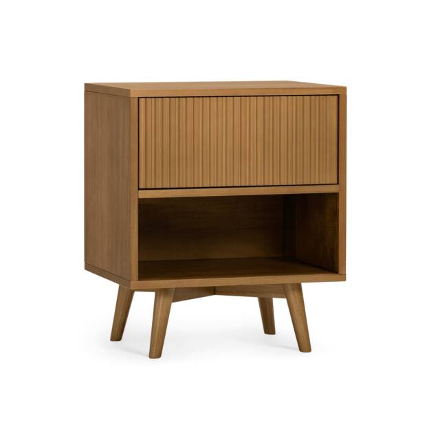 Teamson Home Tremolo Bedside Table 1 Drawer Nightstand, Natural