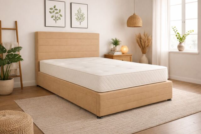 Divan Bed Set Headboard and Footboard with Mattress 4ft Small Double Coffee Suede Storage 4 Drawers