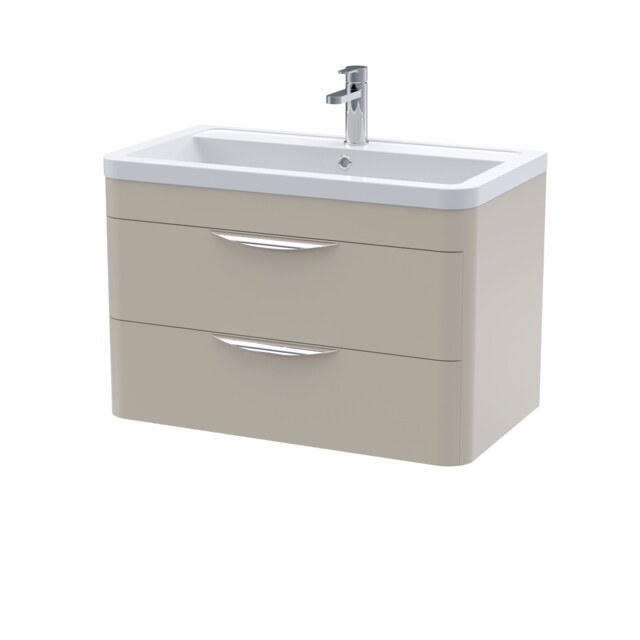 Balterley Aldershawe 2 Drawer Unit, Ceramic Basin, 800mm, Pebble Grey, Wall Hung